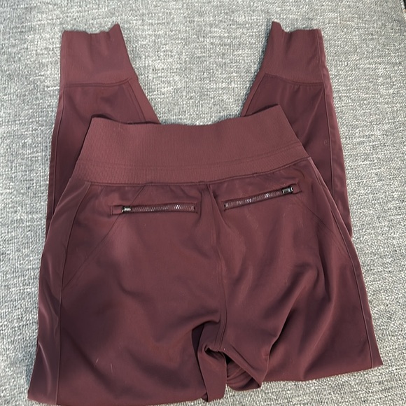 Like New! Athleta Venice Velvet Stripe Joggers High Waist Stretch, Burgundy. - Picture 6 of 10